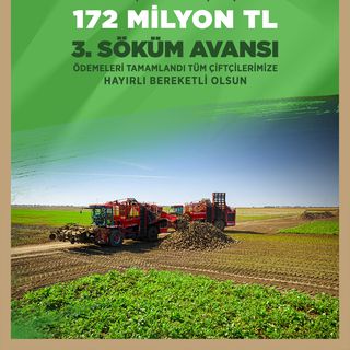 Kayseri Şeker’den çiftçiye 3. Söküm avansı: 172 milyon TL