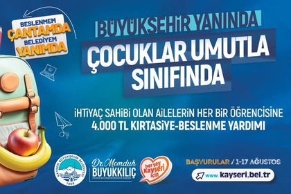 Kayseri Büyükşehir’den öğrencilere kırtasiye desteği