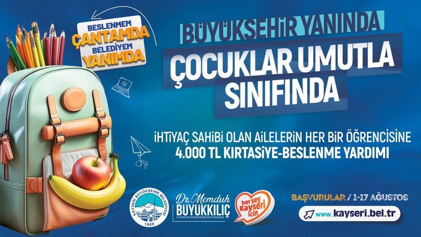 Kayseri Büyükşehir’den öğrencilere kırtasiye desteği