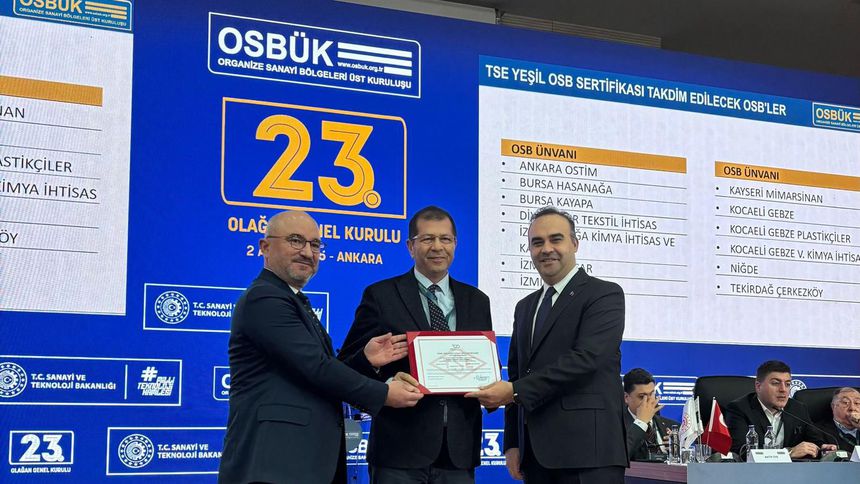 Kayapa Organize Sanayi Bölgesi, ‘Yeşil OSB’ belgesini aldı